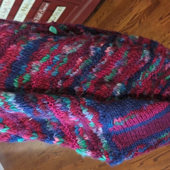 Hand knit artsy Warm oversized chunky Quality colorful plus size cardigan sz 3X - Picture 11 of 12